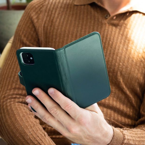 Selencia Étui portefeuille en cuir véritable Samsung Galaxy A42 - Vert