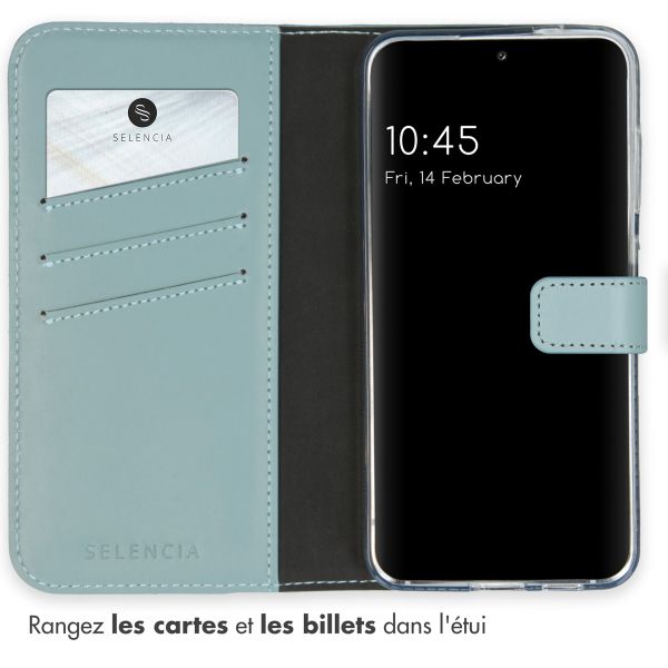 Selencia Étui portefeuille en cuir véritable Samsung Galaxy S24 - Air Blue