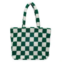 Selencia Sac Fourre-tout Zaya - Teddy Sac Ordinateur 16 pouces - Vert à carreaux