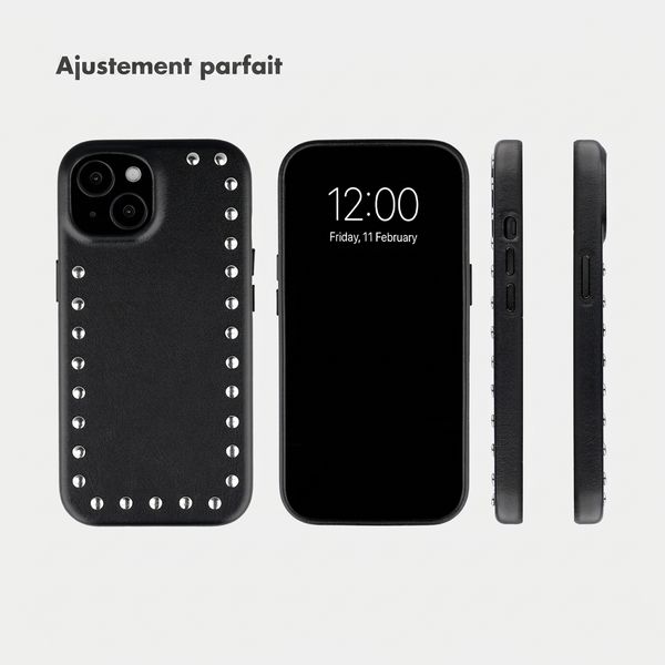 Selencia Coque arrière Studs avec MagSafe Apple iPhone 15 - Velvet Black