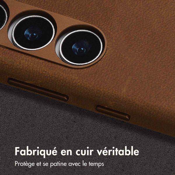 Accezz Coque MagSafe en cuir vintage Samsung Galaxy S25 / S24 - Tabacco Cognac