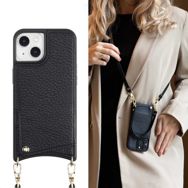 Selencia Coque de télephone Nova avec cordon et porte-cartes Apple iPhone 14 / 13 - Noir