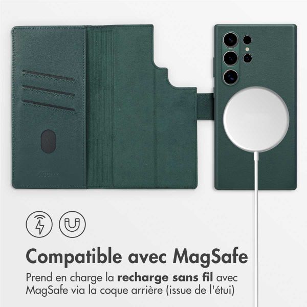 Accezz Étui de télephone portefeuille en cuir 2-en-1 avec MagSafe Samsung Galaxy S24 Ultra - Cedar Green