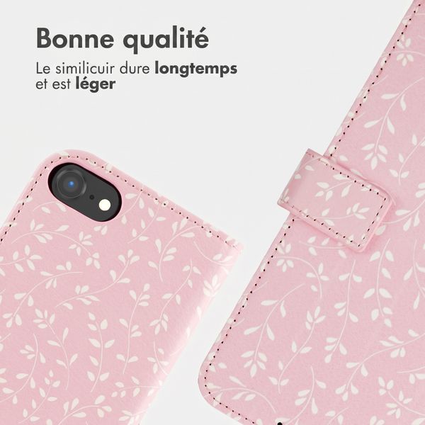 imoshion Étui de télephone portefeuille Design Apple iPhone SE (2022 / 2020) / 8 / 7 / 6(s) - Pink Bazaar Flowers