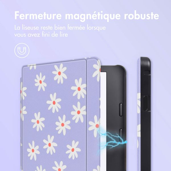 imoshion Design Slim Hard Sleepcover avec support Kobo Libra 2 / Tolino Vision 6 - Flowers Distance