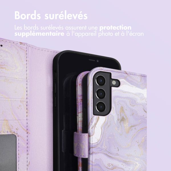 imoshion Étui de télephone portefeuille Design Samsung Galaxy S21 FE - Purple Marble