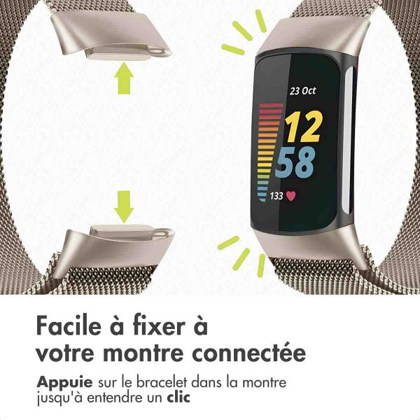 imoshion Bracelet magnétique milanais Fitbit Charge 5 - Taille S - Starlight