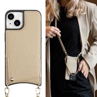 Selencia Coque de télephone Nova avec cordon et porte-cartes Apple iPhone 15 - Beige