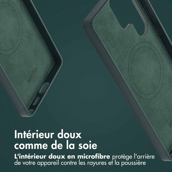Accezz Coque arrière en cuir avec MagSafe Samsung Galaxy S25 Ultra - Cedar Green