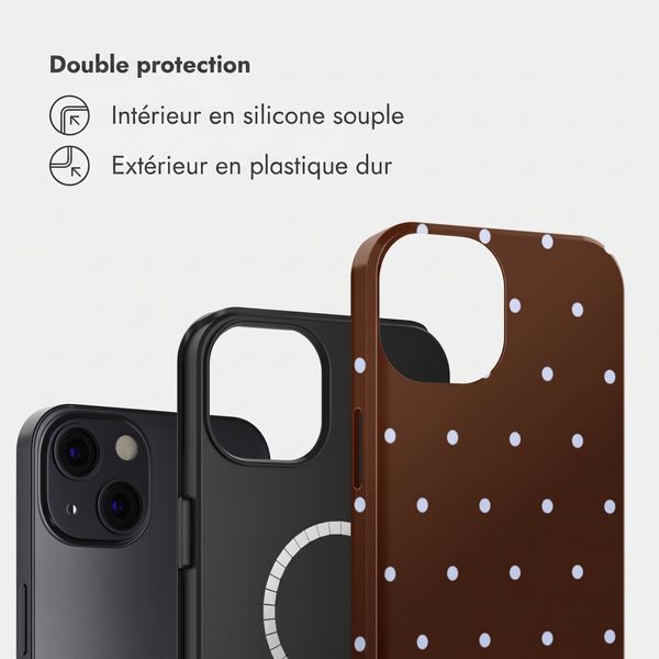 Selencia Coque arrière Vivid avec MagSafe Apple iPhone 13 - Happy Dots Chocolate