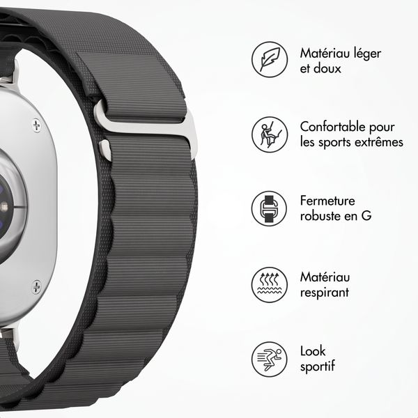 Accezz Bracelet en nylon Alpine Samsung Galaxy Watch 9 (40/44mm) / Watch 8 (40/44mm) / Classic (46mm) - Noir