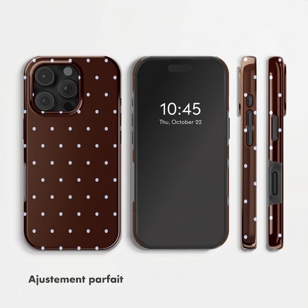 Selencia Coque arrière Vivid avec MagSafe Apple iPhone 16 Pro - Happy Dots Chocolate