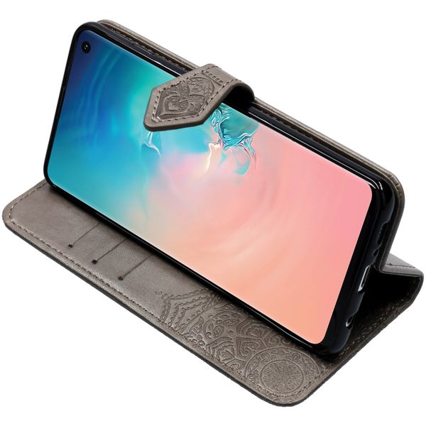 Etui de télephone portefeuille Mandala Samsung Galaxy S10 - Gris