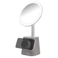 imoshion Miroir de maquillage avec haut-parleur Bluetooth et chargeur sans fil - Argenté