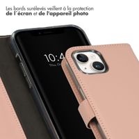 Selencia Étui portefeuille en cuir véritable Apple iPhone 15 - Dusty Pink