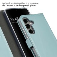 Selencia Étui portefeuille en cuir véritable Samsung Galaxy S25 - Air Blue