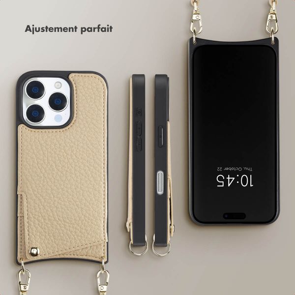 Selencia Coque de télephone Nova avec cordon et porte-cartes Apple iPhone 16 Pro - Beige