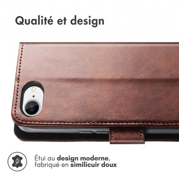 imoshion Étui de télephone portefeuille de luxe Apple iPhone SE (2022 / 2020) / 8 / 7 / 6(s) - Marron foncé