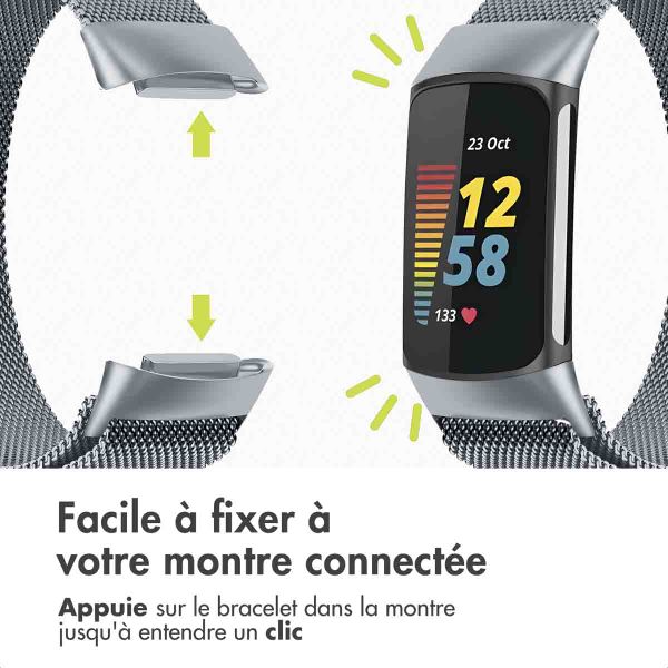 imoshion Bracelet magnétique milanais Fitbit Charge 5 - Taille S - Space Grey