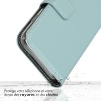 Selencia Étui portefeuille en cuir véritable Apple iPhone 15 Pro Max - Air Blue