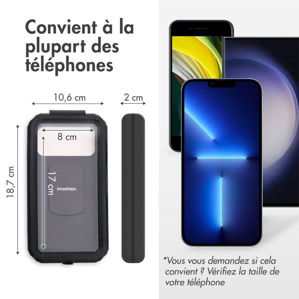 imoshion Support de téléphone premium pour vélo - Résistant aux éclaboussures - Rotation à 360° - Universel - Noir