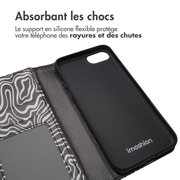 imoshion Étui de télephone portefeuille Design Apple iPhone SE (2022 / 2020) / 8 / 7 / 6(s) - Black And White