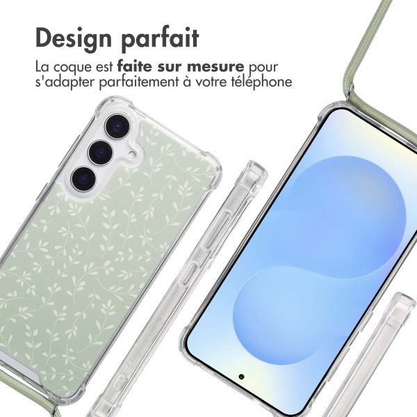 imoshion Coque Design avec cordon Samsung Galaxy S25 - Smoke Green Flowers
