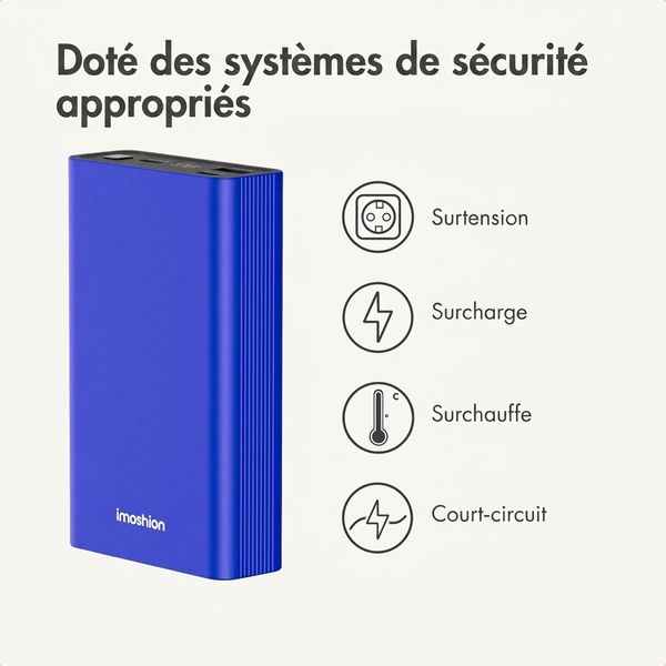 imoshion Ultra Series Aluminium Batterie externe 20.000 mAh - Charge rapide jusqu'à 33 watts - Cobalt Blue