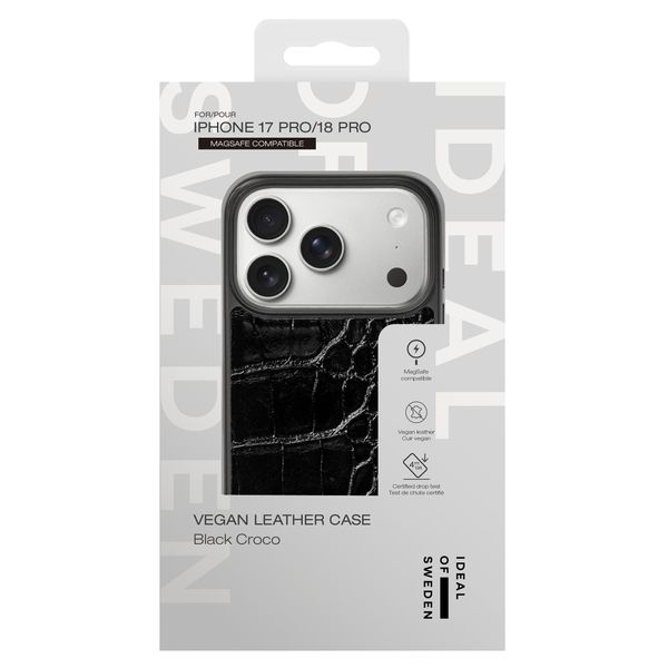 iDeal of Sweden Coque MagSafe en cuir végétalien Apple iPhone 18 Pro / 17 Pro - Black Croco