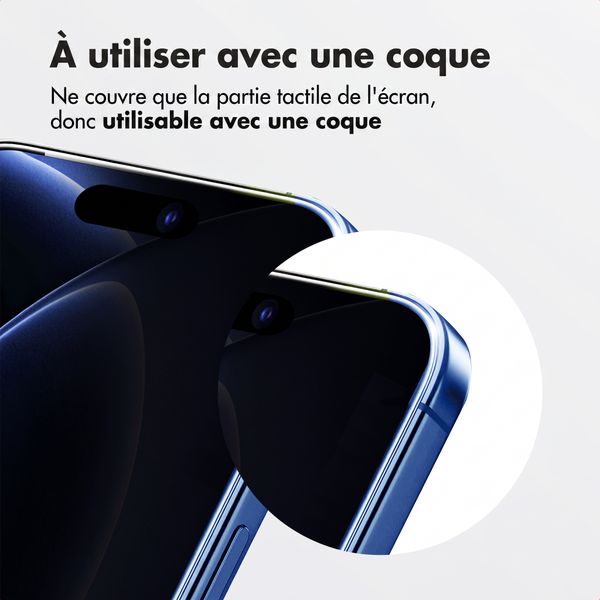 Accezz Protection d'écran en verre trempé avec filtre de confidentialité + Applicateur Apple iPhone 18 Pro / 17 Pro