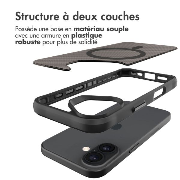 imoshion Rugged Hybrid Carbon Case avec MagSafe Apple iPhone 16 - Noir