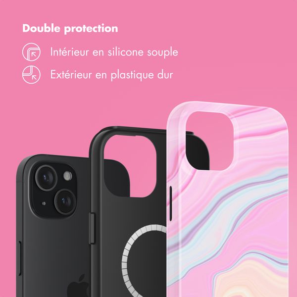 Selencia Coque arrière Vivid avec MagSafe Apple iPhone 15 - Pastel Lipstick Marble