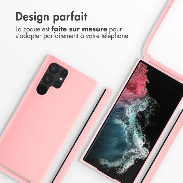imoshion Coque en silicone avec cordon Samsung Galaxy S22 Ultra - Rose