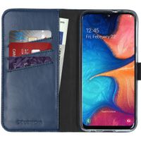 Selencia Étui portefeuille en cuir véritable Samsung Galaxy A20e - Bleu