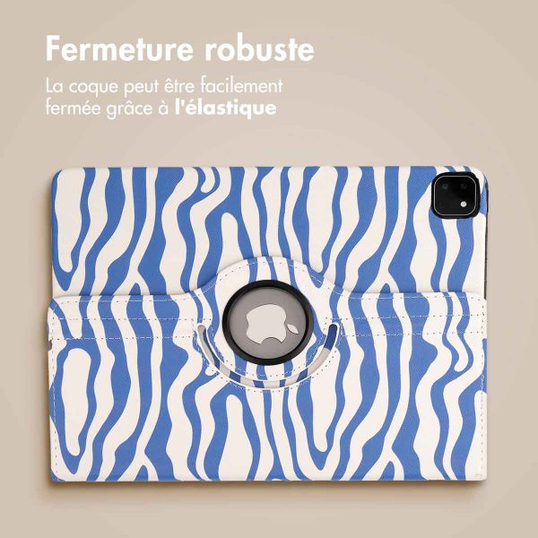 imoshion Coque Design rotatif à 360° Apple iPad Pro 12.9 (2018/2020/2021/2022) - White Blue Stripes