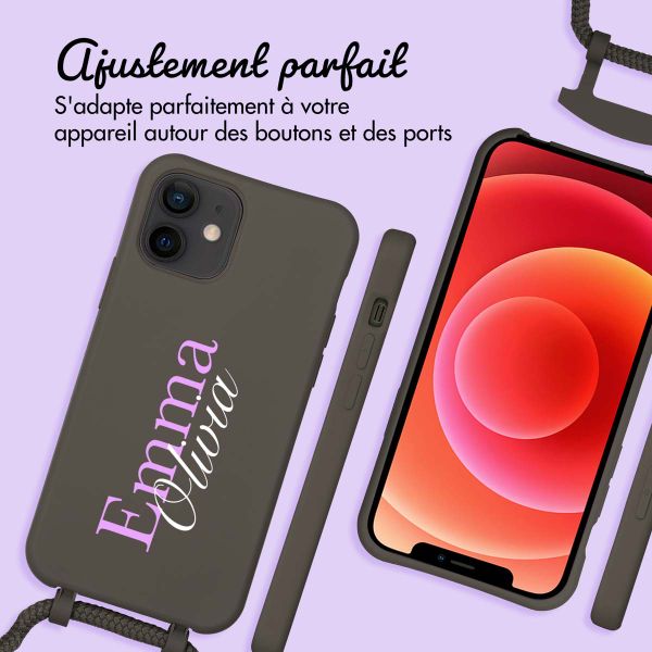 Coque Color MagSafe avec cordon amovible et photo et/ou texte personnalisés Apple iPhone 12 (Pro) - Nom