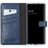 Selencia Étui portefeuille en cuir véritable Samsung Galaxy A42 - Bleu
