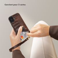 Selencia Coque de télephone Nova Croco avec cordon et porte-cartes Samsung Galaxy S25 / S24 - Choco Brown