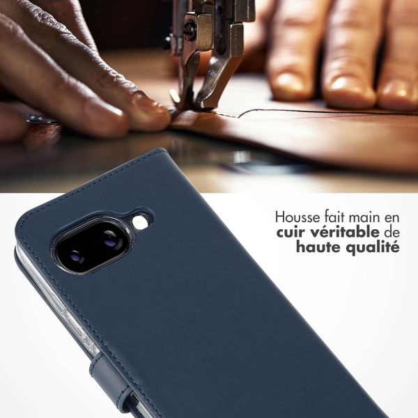 Selencia Étui portefeuille en cuir véritable Google Pixel 9A - Bleu