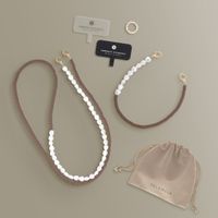 Selencia Ensemble de cordons pour téléphone avec perles et élastiques - Mocha Brown