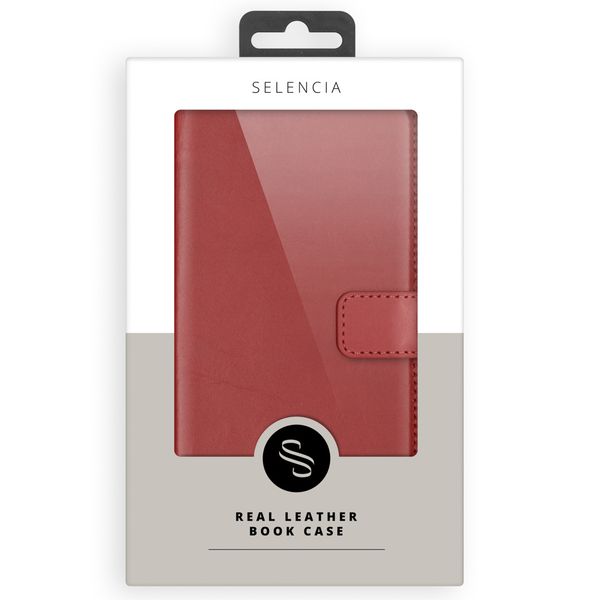 Selencia Étui portefeuille en cuir véritable Samsung Galaxy S21 - Rouge