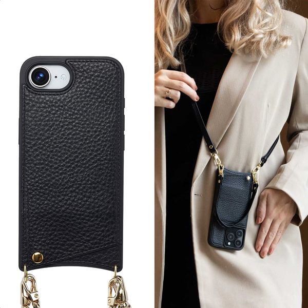 Selencia Coque de télephone Nova avec cordon et porte-cartes Apple iPhone 17e / 16e - Noir
