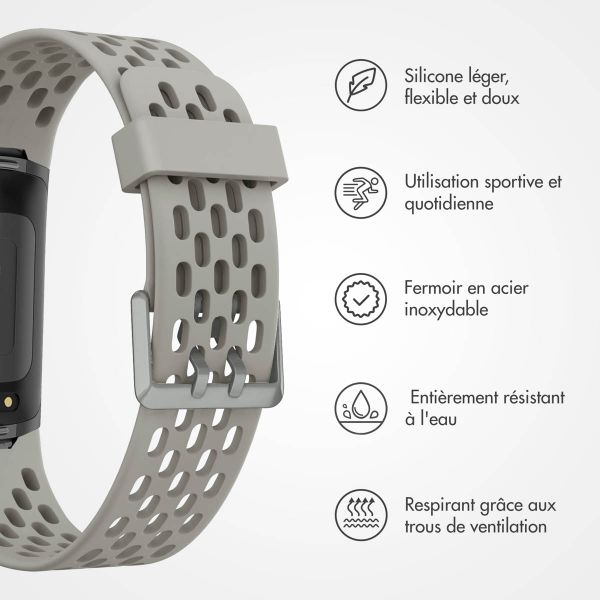 imoshion Bracelet sport en silicone avec boucle Fitbit Charge 5 / 6 - Gris