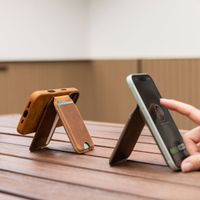 Accezz Porte-cartes MagSafe en cuir vintage avec support - Tobacco Cognac
