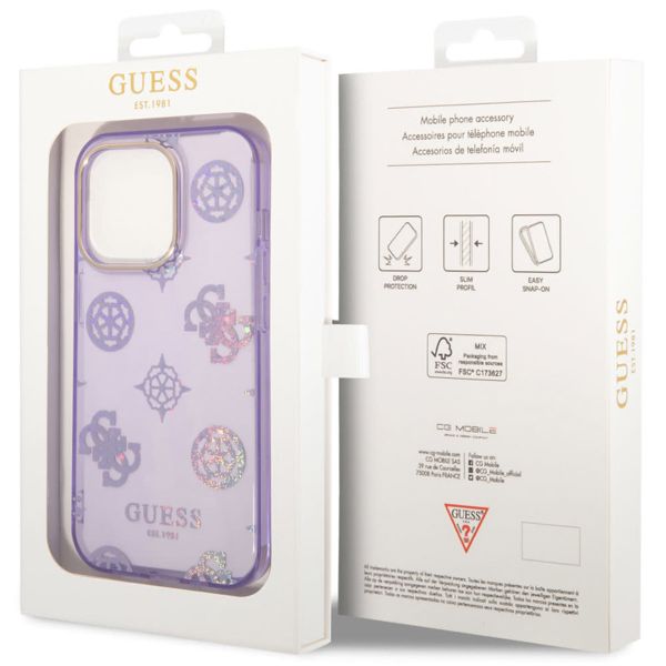 Guess Coque Peony Glitter Apple iPhone 14 Pro Max - Lila
