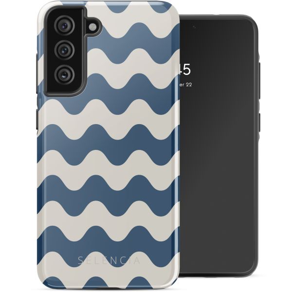 Selencia Coque arrière Vivid Samsung Galaxy S21 FE - Wave Vibes Classic Blue
