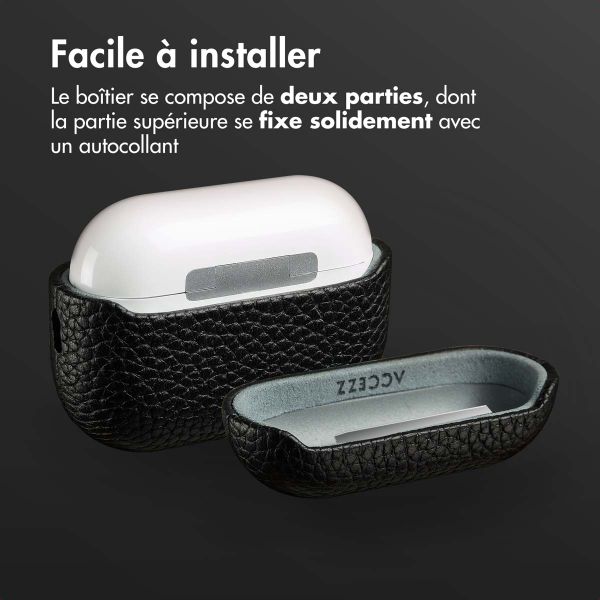 Accezz Coque en cuir véritable  Apple AirPods Pro 2 - Noir