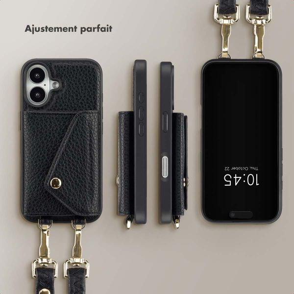 Selencia Coque de télephone Sera avec cordon et porte-cartes enveloppe Apple iPhone 16 - Noir