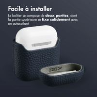 Accezz Coque en cuir véritable  Apple Airpods 1 / 2 - Bleu foncé