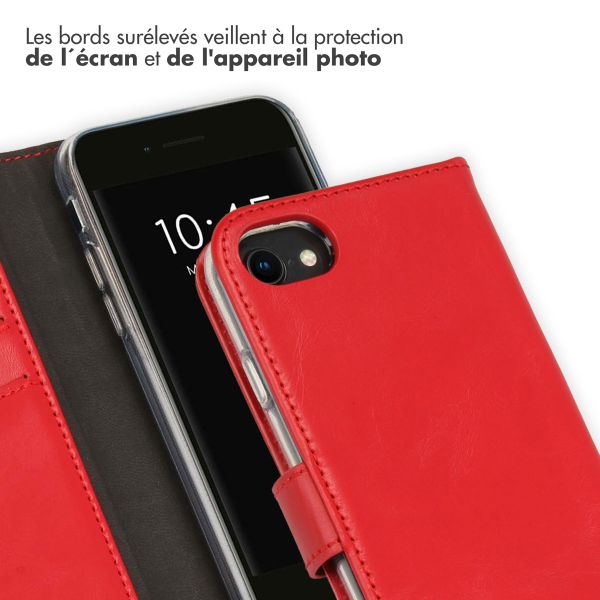 Selencia Étui portefeuille en cuir véritable Apple iPhone SE (2022 / 2020) / 8 / 7 / 6(s) - Rouge